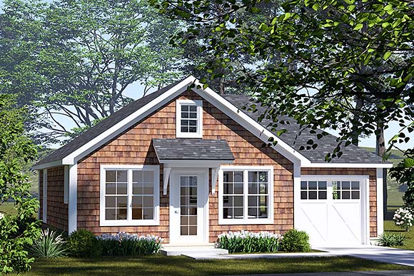Cottage, Craftsman, Traditional House Plan 100640 with 2 Beds, 1 Baths, 1 Car Garage Elevation