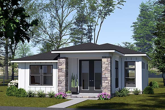 Contemporary, Modern House Plan 100643 with 3 Beds, 2 Baths Elevation