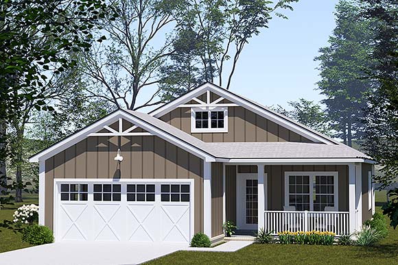 Cottage, Country House Plan 100647 with 3 Beds, 2 Baths, 2 Car Garage Elevation