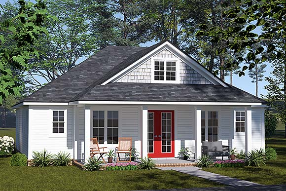 Cottage, Traditional House Plan 100652 with 2 Beds, 2 Baths Elevation