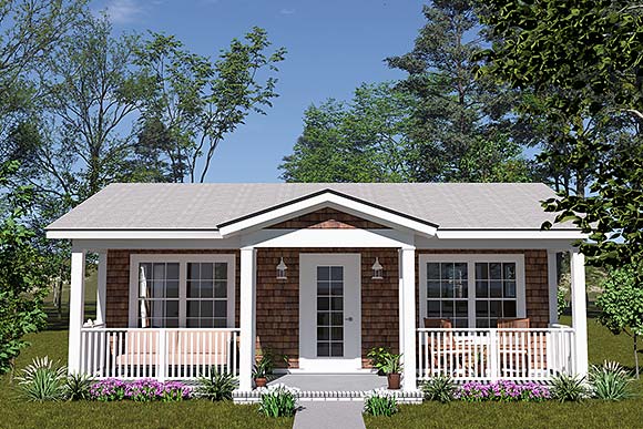 Cottage, Craftsman House Plan 100654 with 1 Beds, 1 Baths Elevation
