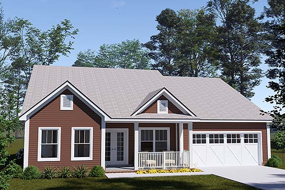 Cottage, Craftsman, Ranch, Traditional House Plan 100656 with 4 Beds, 3 Baths, 3 Car Garage Elevation