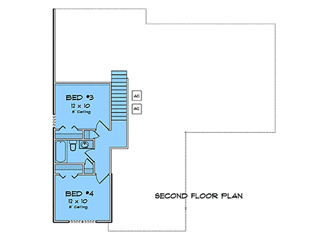 Cottage, Country, Craftsman, Traditional House Plan 100662 with 4 Beds, 3 Baths, 2 Car Garage Second Level Plan