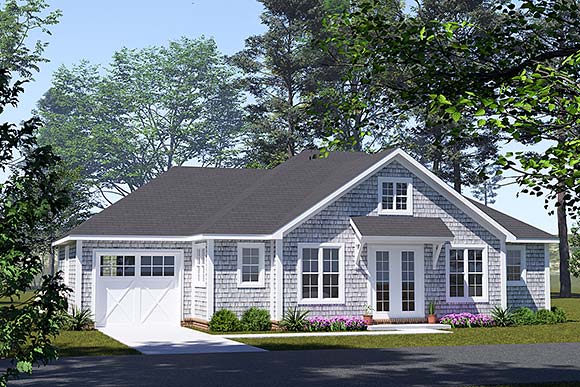 Cottage, Craftsman House Plan 100663 with 2 Beds, 2 Baths, 1 Car Garage Elevation
