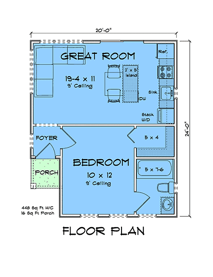 Contemporary, Modern House Plan 100670 with 1 Beds, 1 Baths First Level Plan