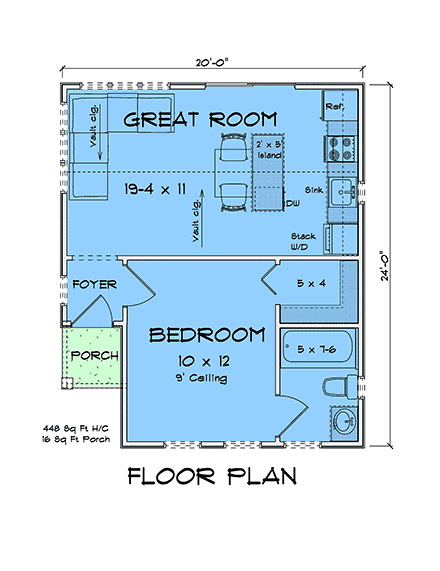 Cottage, Traditional House Plan 100671 with 1 Beds, 1 Baths First Level Plan