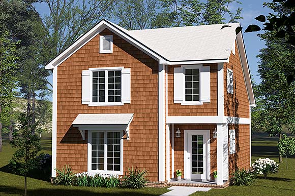Cottage, Traditional House Plan 100672 with 2 Beds, 2 Baths Elevation