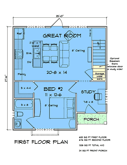 Cottage, Craftsman, Traditional House Plan 100673 with 3 Beds, 3 Baths First Level Plan