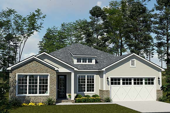 Cottage, Craftsman House Plan 100676 with 4 Beds, 3 Baths, 3 Car Garage Elevation