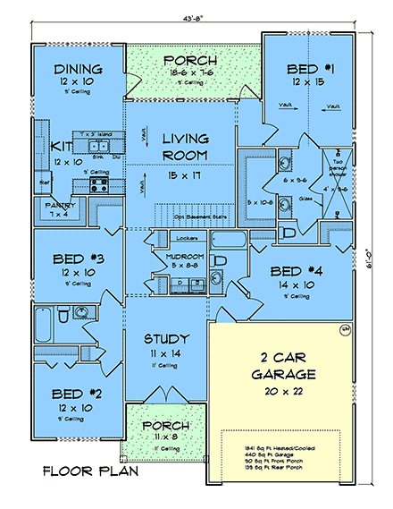 Cottage, Craftsman, Traditional House Plan 100678 with 4 Beds, 3 Baths, 2 Car Garage First Level Plan