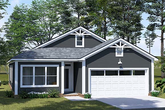 Cottage, Country, Craftsman, Traditional House Plan 100679 with 3 Beds, 2 Baths, 2 Car Garage Elevation