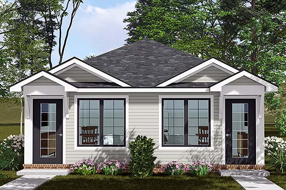 Cottage, Ranch, Traditional Multi-Family Plan 100681 with 2 Beds, 2 Baths Elevation
