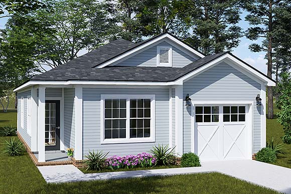 Cottage, Country, Craftsman, Traditional House Plan 100683 with 2 Beds, 2 Baths, 1 Car Garage Elevation