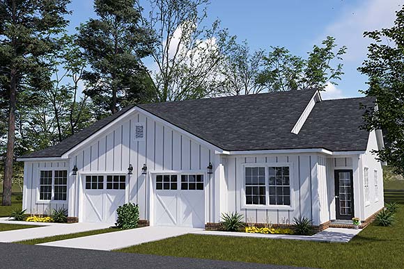 Country, Farmhouse, Ranch, Traditional Multi-Family Plan 100684 with 4 Beds, 4 Baths, 2 Car Garage Elevation