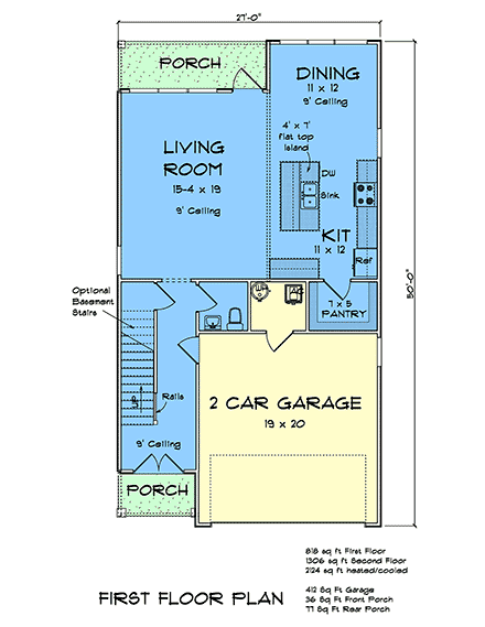 Modern House Plan 100685 with 4 Beds, 3 Baths, 2 Car Garage First Level Plan