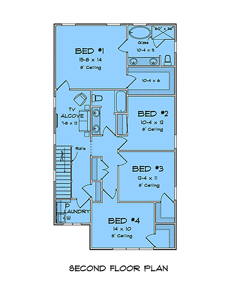 Modern House Plan 100685 with 4 Beds, 3 Baths, 2 Car Garage Second Level Plan