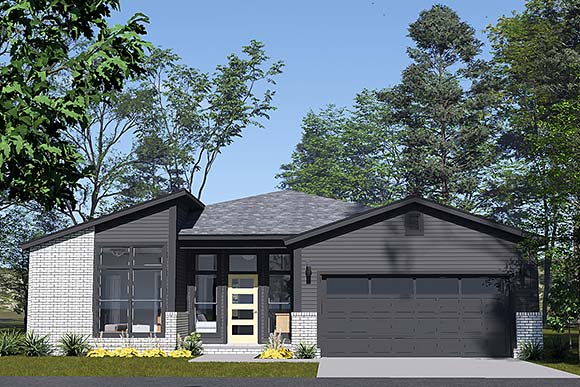 Modern House Plan 100687 with 3 Beds, 2 Baths, 2 Car Garage Elevation