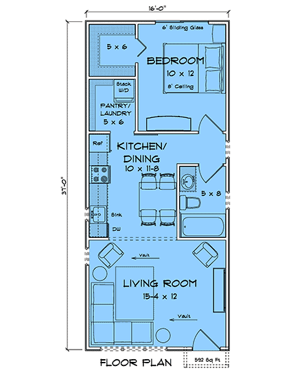 Contemporary, Modern House Plan 100689 with 1 Beds, 1 Baths First Level Plan