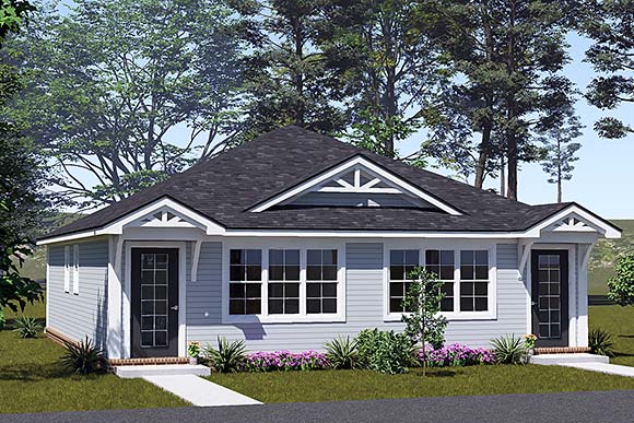 Craftsman, Traditional Multi-Family Plan 100690 with 2 Beds, 2 Baths Elevation