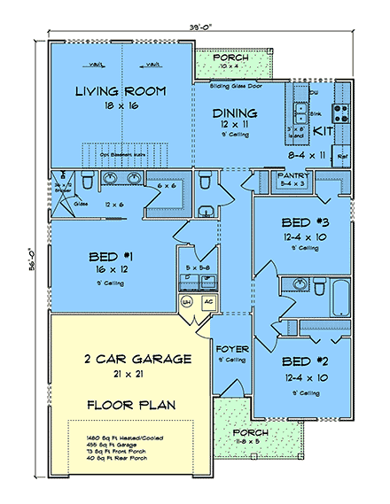 Contemporary, Modern House Plan 100698 with 3 Beds, 3 Baths, 2 Car Garage First Level Plan