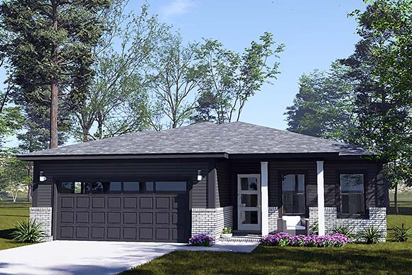 Contemporary, Modern House Plan 100698 with 3 Beds, 3 Baths, 2 Car Garage Elevation