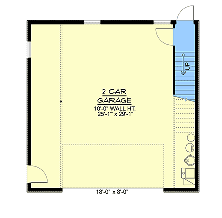 Contemporary, Craftsman, Traditional Garage-Living Plan 100702 with 2 Beds, 1 Baths, 2 Car Garage First Level Plan