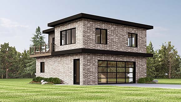 Contemporary, Craftsman, Traditional Garage-Living Plan 100702 with 2 Beds, 1 Baths, 2 Car Garage Elevation