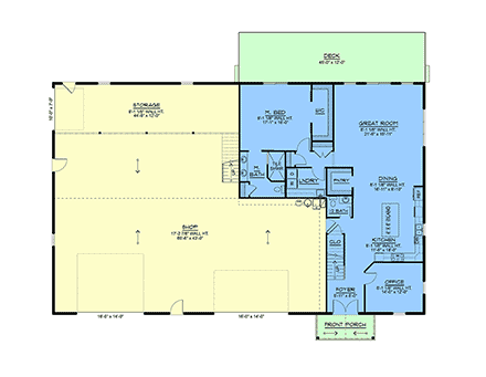 Barndominium, Country House Plan 100704 with 3 Beds, 3 Baths, 3 Car Garage First Level Plan