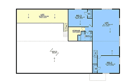 Barndominium, Country House Plan 100704 with 3 Beds, 3 Baths, 3 Car Garage Second Level Plan