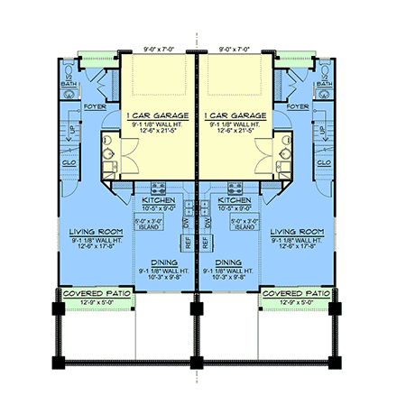 Contemporary, Craftsman, Modern Multi-Family Plan 100707 with 6 Beds, 6 Baths, 2 Car Garage First Level Plan