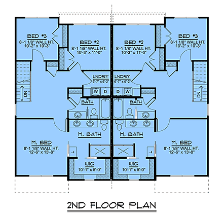 Contemporary, Craftsman, Modern Multi-Family Plan 100707 with 6 Beds, 6 Baths, 2 Car Garage Second Level Plan