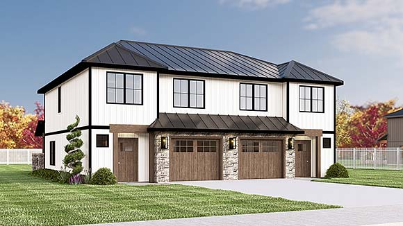 Contemporary, Craftsman, Modern Multi-Family Plan 100707 with 6 Beds, 6 Baths, 2 Car Garage Elevation