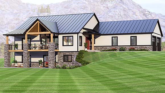 Contemporary, Country House Plan 100708 with 1 Beds, 2 Baths, 2 Car Garage Elevation