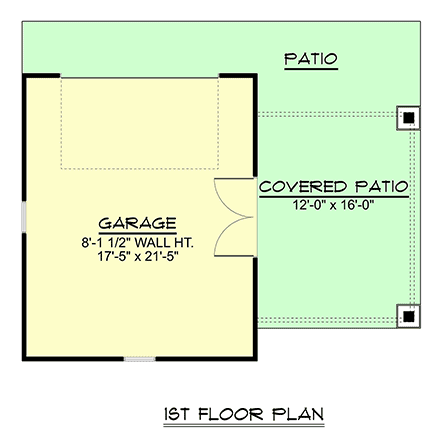 Country, Craftsman, Traditional 1 Car Garage Plan 100709 First Level Plan