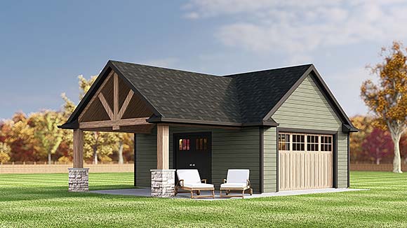 Country, Craftsman, Traditional 1 Car Garage Plan 100709 Elevation