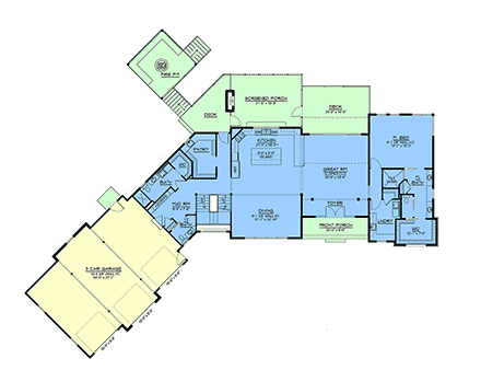 Contemporary, Farmhouse House Plan 100711 with 4 Beds, 5 Baths, 3 Car Garage First Level Plan