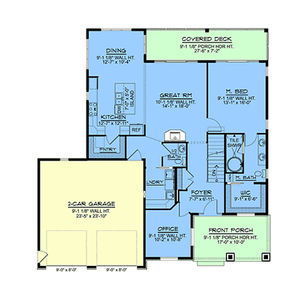 Country House Plan 100714 with 1 Beds, 2 Baths, 2 Car Garage First Level Plan