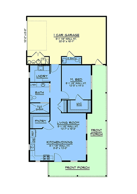 Country, Ranch House Plan 100715 with 1 Beds, 2 Baths, 1 Car Garage First Level Plan