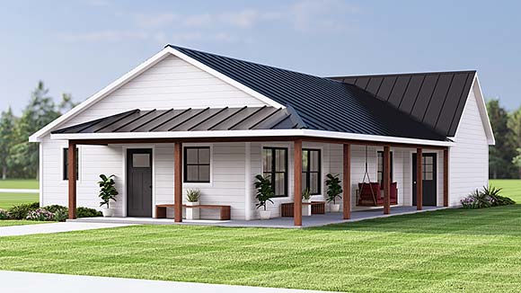 Country, Ranch House Plan 100715 with 1 Beds, 2 Baths, 1 Car Garage Elevation