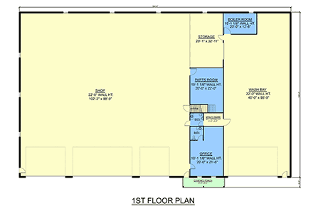 Barndominium Garage-Living Plan 100718, 8 Car Garage First Level Plan