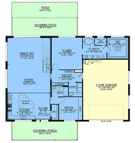 Coastal, Contemporary, Modern House Plan 100720 with 3 Beds, 3 Baths, 2 Car Garage First Level Plan