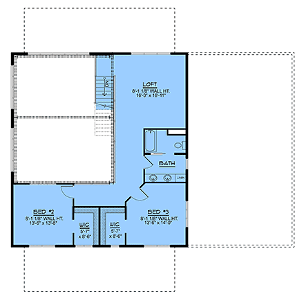 Coastal, Contemporary, Modern House Plan 100720 with 3 Beds, 3 Baths, 2 Car Garage Second Level Plan