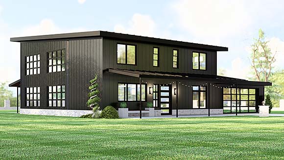 Coastal, Contemporary, Modern House Plan 100720 with 3 Beds, 3 Baths, 2 Car Garage Elevation