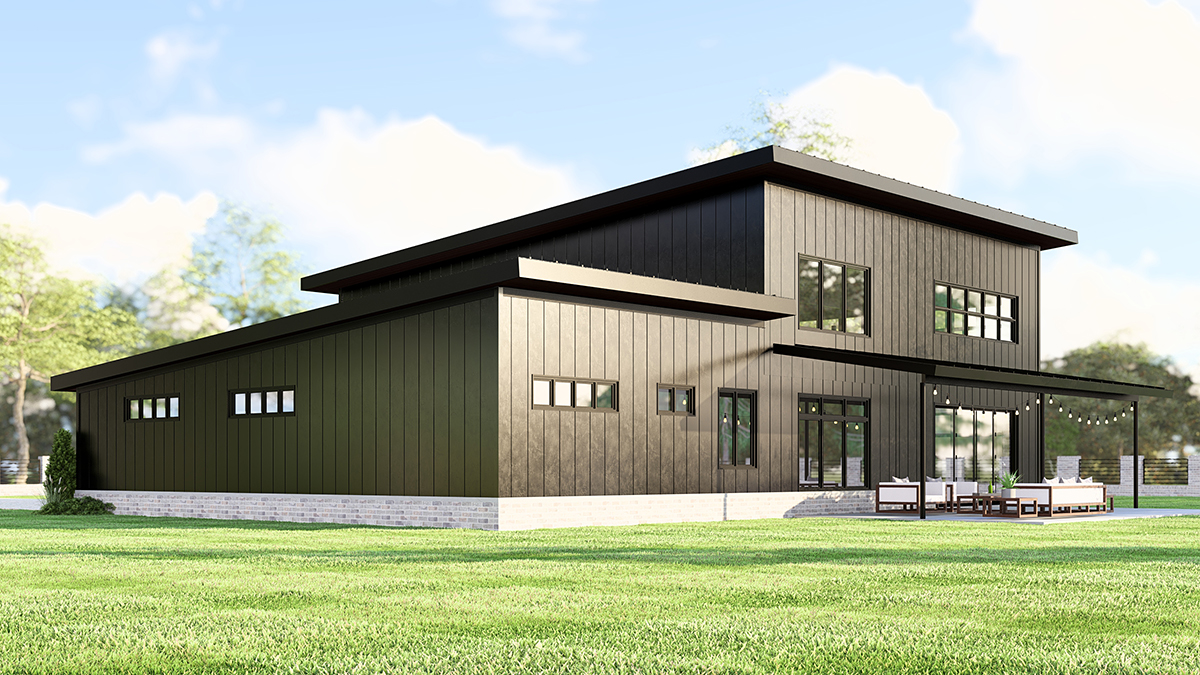 Coastal, Contemporary, Modern Plan with 3147 Sq. Ft., 3 Bedrooms, 3 Bathrooms, 2 Car Garage Rear Elevation