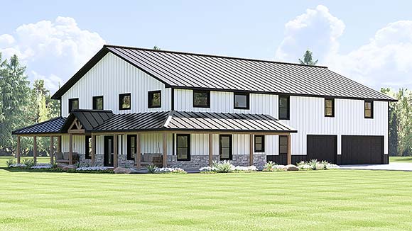 Barndominium, Country House Plan 100721 with 4 Beds, 4 Baths, 2 Car Garage Elevation