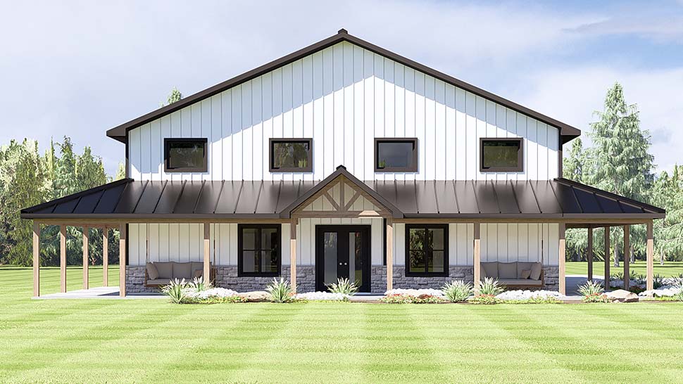 Barndominium, Country Plan with 3395 Sq. Ft., 4 Bedrooms, 4 Bathrooms, 2 Car Garage Picture 4