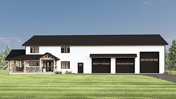 Barndominium, Country House Plan 100722 with 4 Beds, 5 Baths, 3 Car Garage Elevation