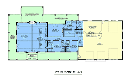 Barndominium, Country House Plan 100723 with 3 Beds, 3 Baths, 3 Car Garage First Level Plan