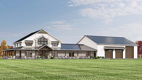 Barndominium, Country House Plan 100723 with 3 Beds, 3 Baths, 3 Car Garage Elevation