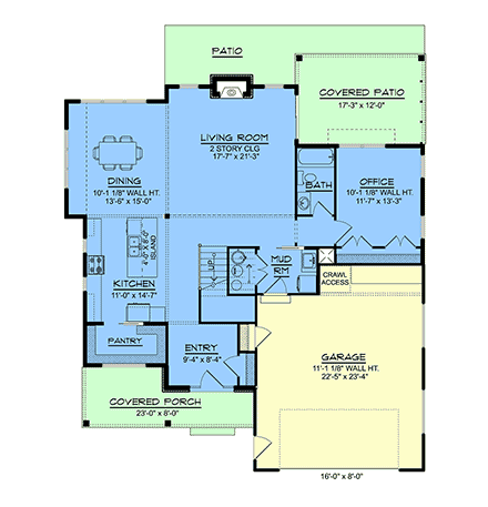 Coastal, Country, Craftsman, New American, Traditional House Plan 100724 with 3 Beds, 3 Baths, 2 Car Garage First Level Plan